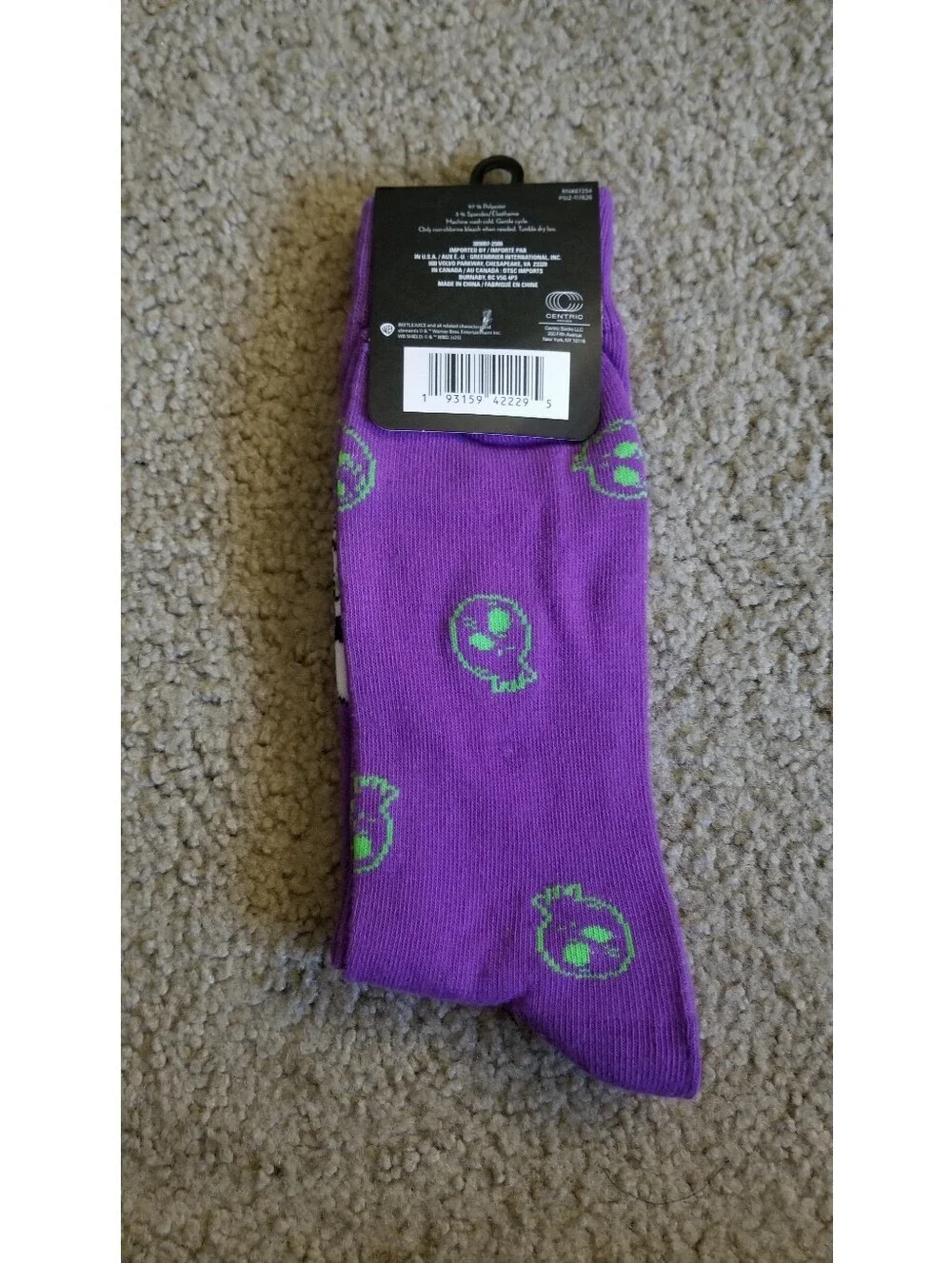 Beetlejuice Purple Novelty Crew Socks